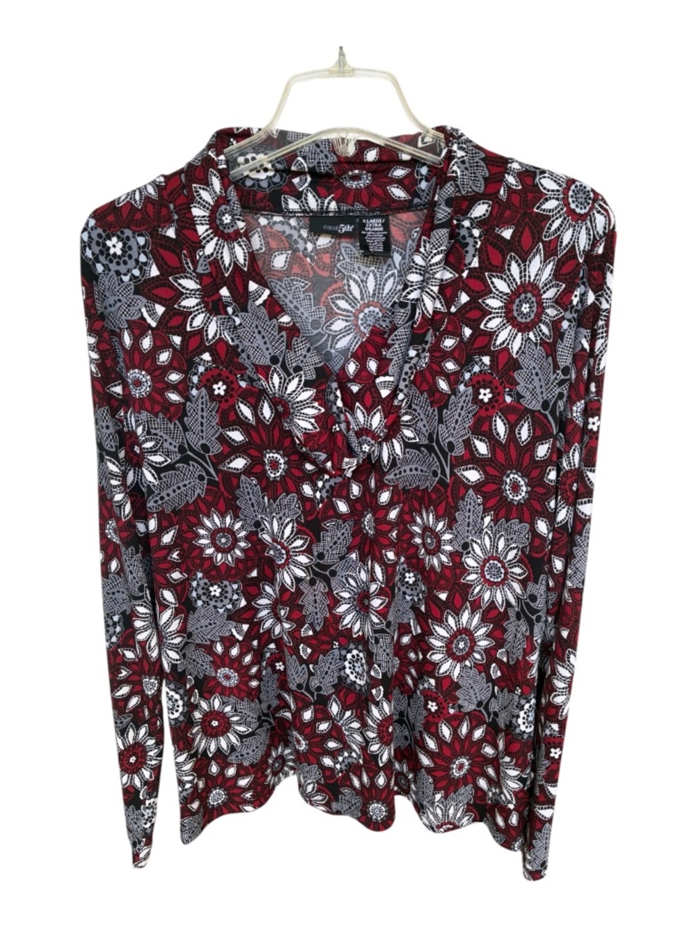 East 5th Floral Printed Cowl Neck Long Sleeve Top-Size XL